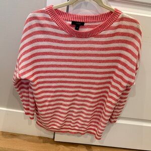 Jcrew Red and White Striped Crew Neck Sweater